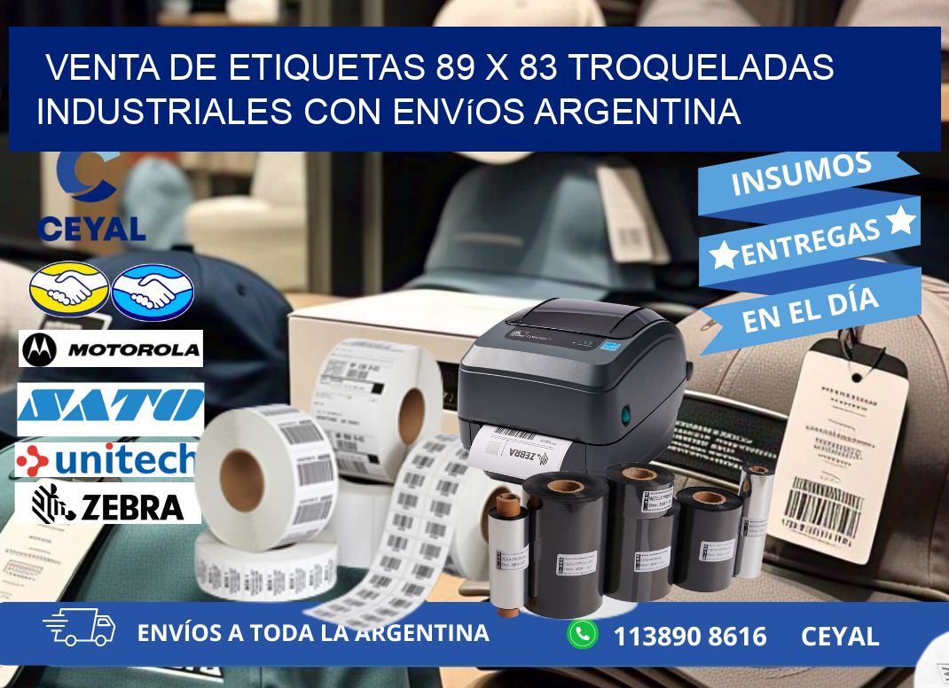 Venta de etiquetas 89 x 83 troqueladas industriales con envíos Argentina