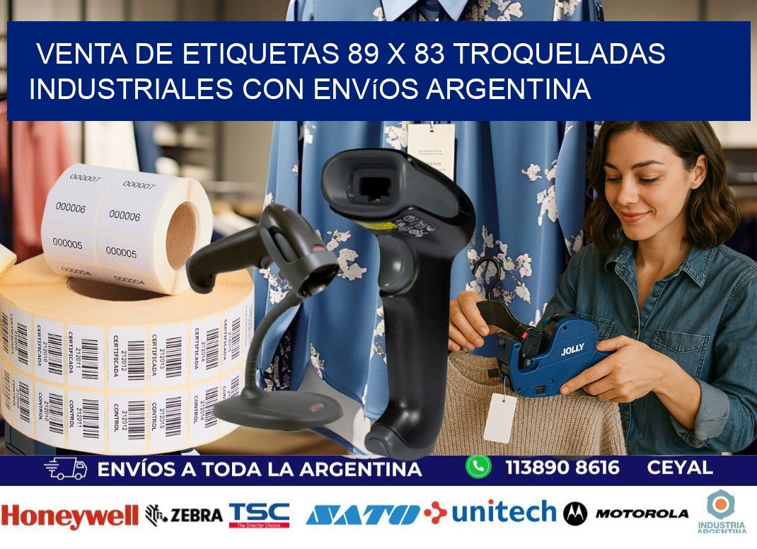 Venta de etiquetas 89 x 83 troqueladas industriales con envíos Argentina