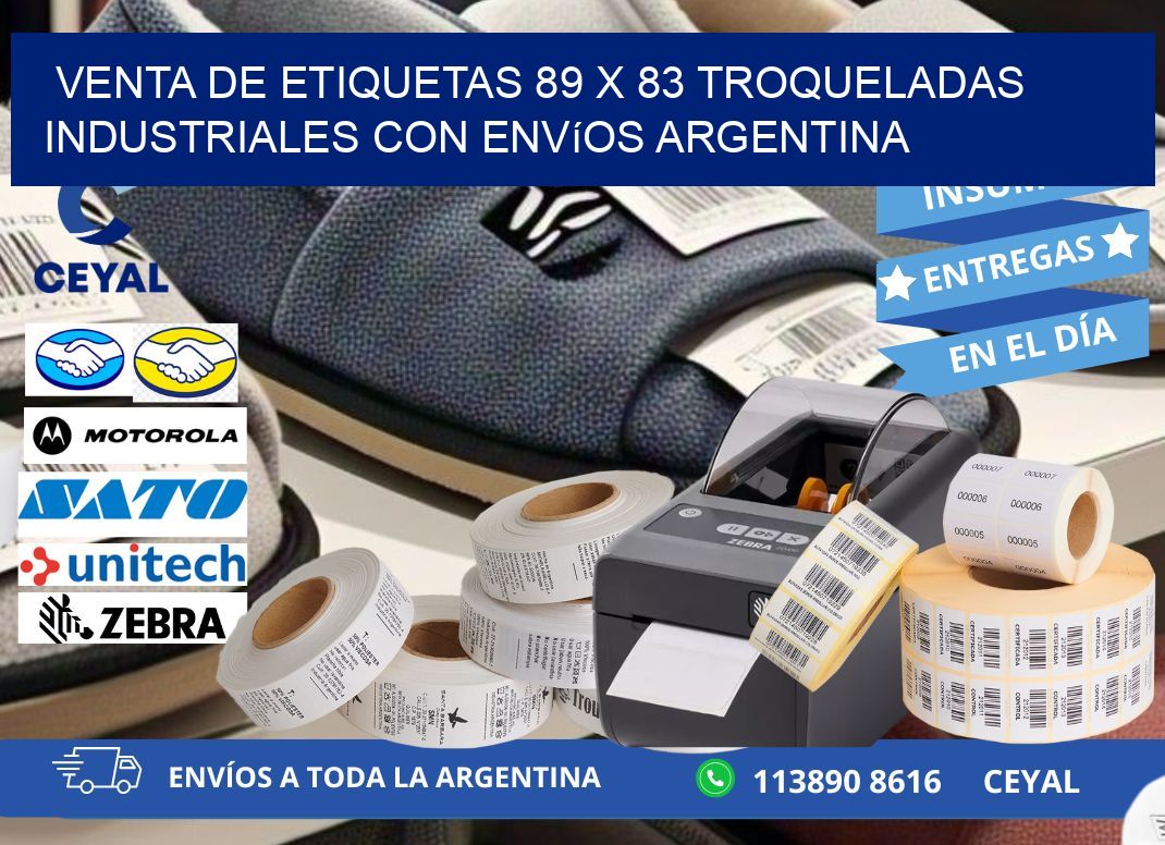 Venta de etiquetas 89 x 83 troqueladas industriales con envíos Argentina