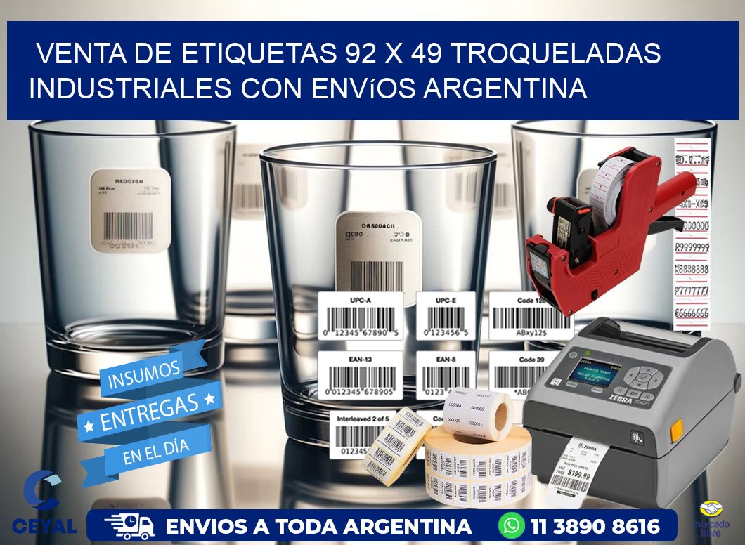 Venta de etiquetas 92 x 49 troqueladas industriales con envíos Argentina