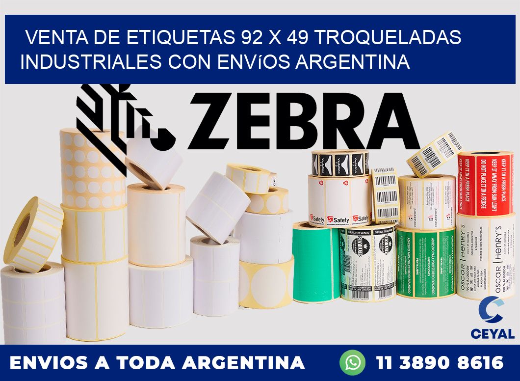 Venta de etiquetas 92 x 49 troqueladas industriales con envíos Argentina