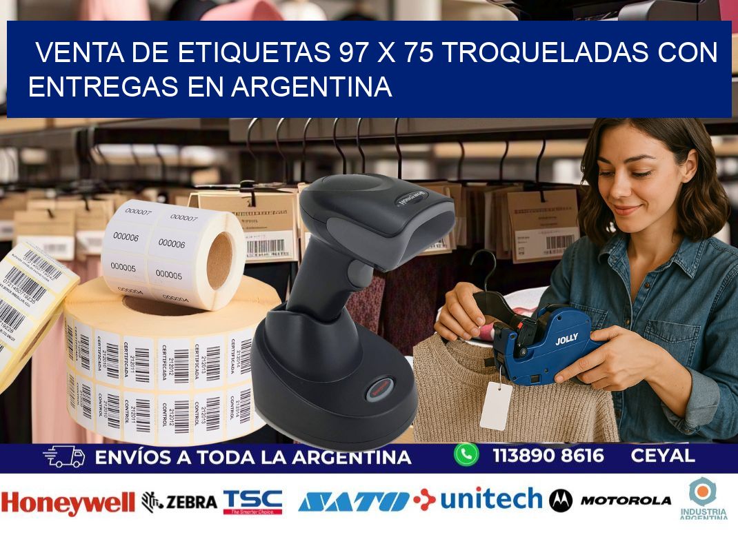 Venta de etiquetas 97 x 75 troqueladas con entregas en Argentina