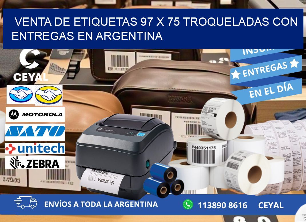 Venta de etiquetas 97 x 75 troqueladas con entregas en Argentina