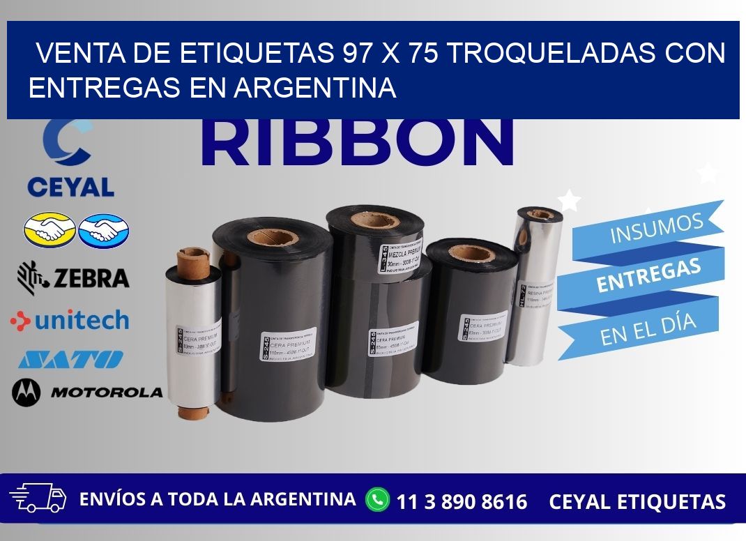 Venta de etiquetas 97 x 75 troqueladas con entregas en Argentina