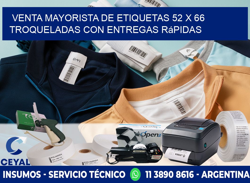 Venta mayorista de etiquetas 52 x 66 troqueladas con entregas rápidas