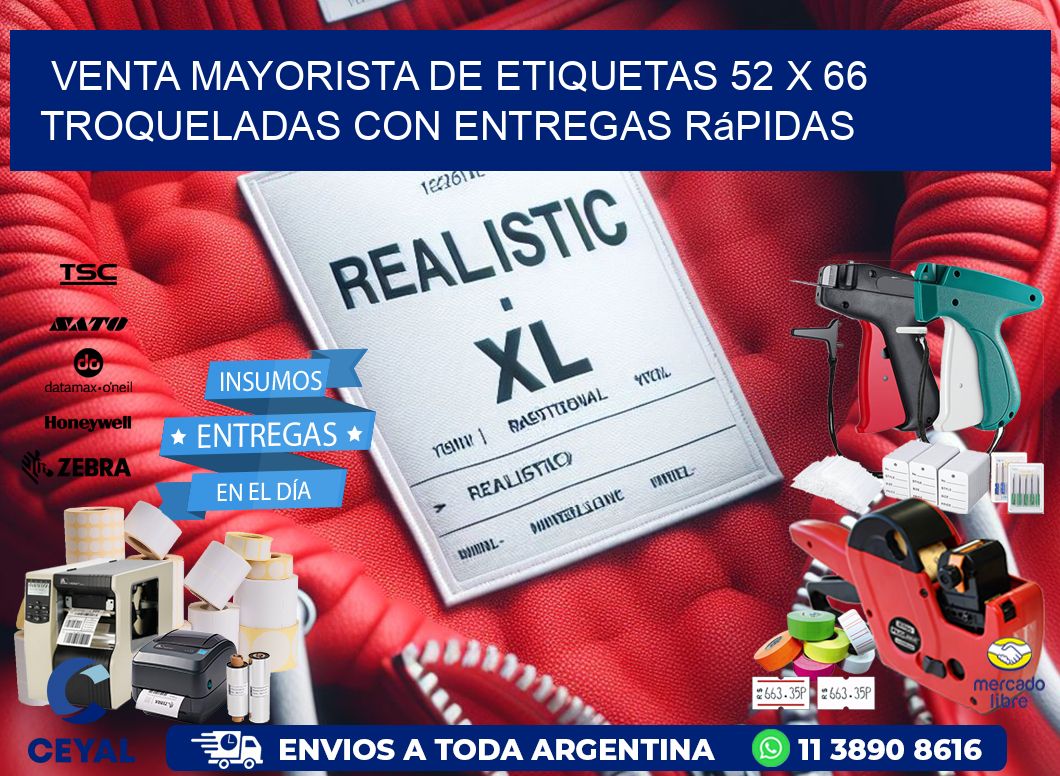 Venta mayorista de etiquetas 52 x 66 troqueladas con entregas rápidas