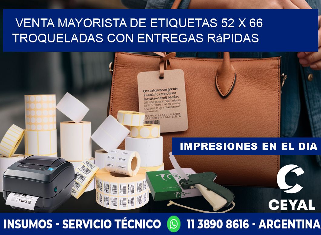 Venta mayorista de etiquetas 52 x 66 troqueladas con entregas rápidas