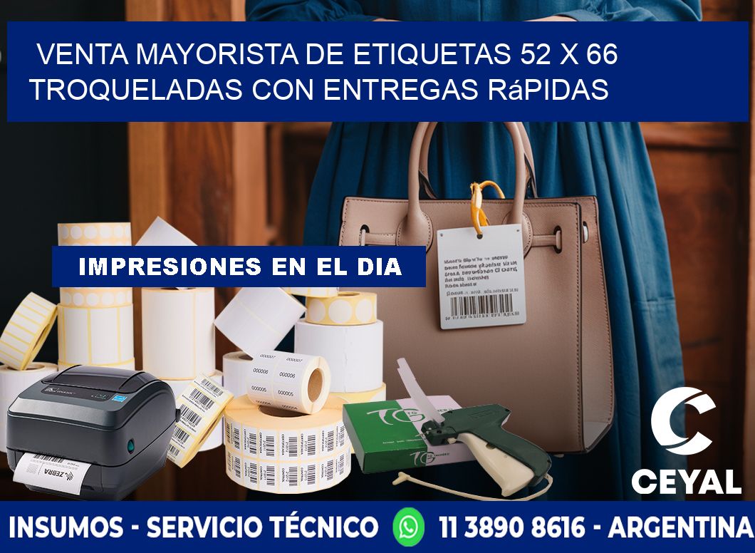 Venta mayorista de etiquetas 52 x 66 troqueladas con entregas rápidas