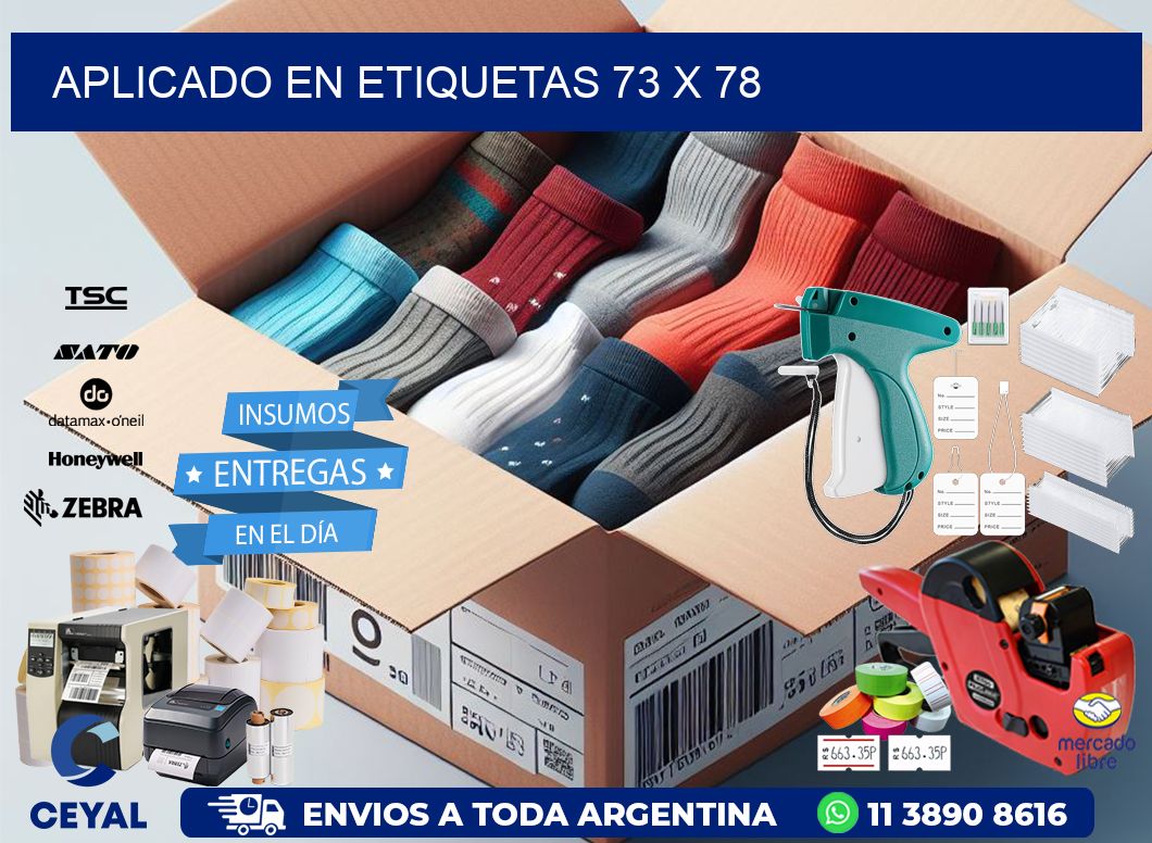 aplicado en etiquetas 73 x 78