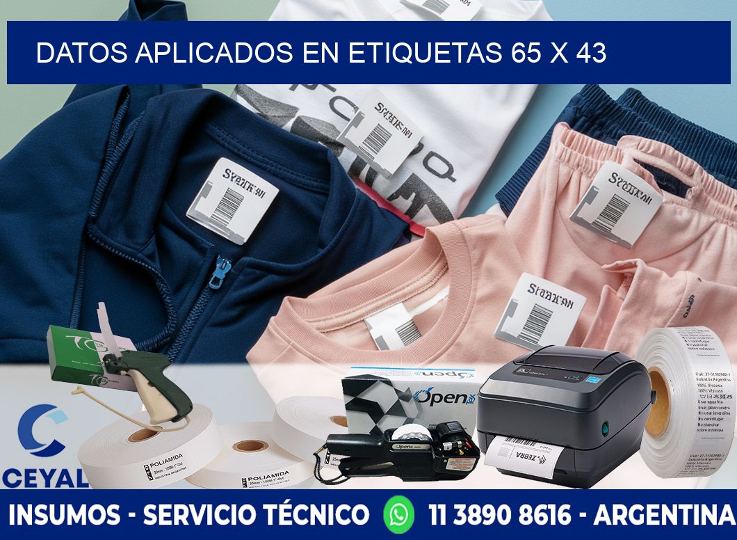 datos aplicados en etiquetas 65 x 43