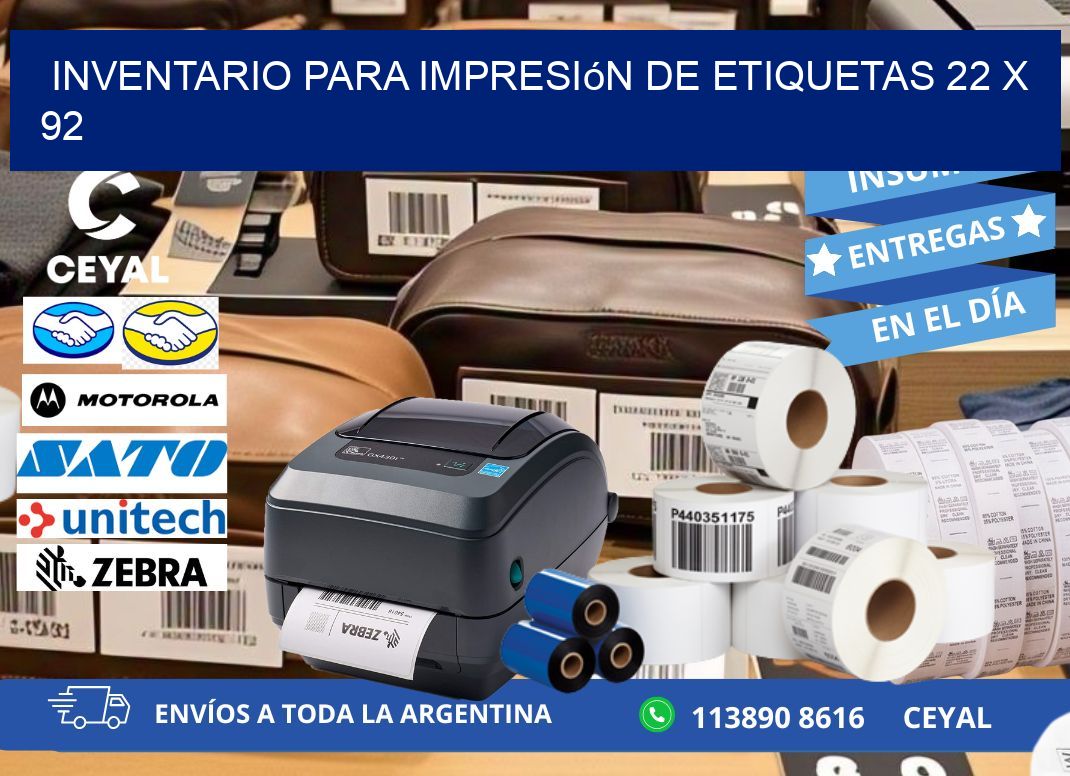 inventario para impresión de etiquetas 22 x 92
