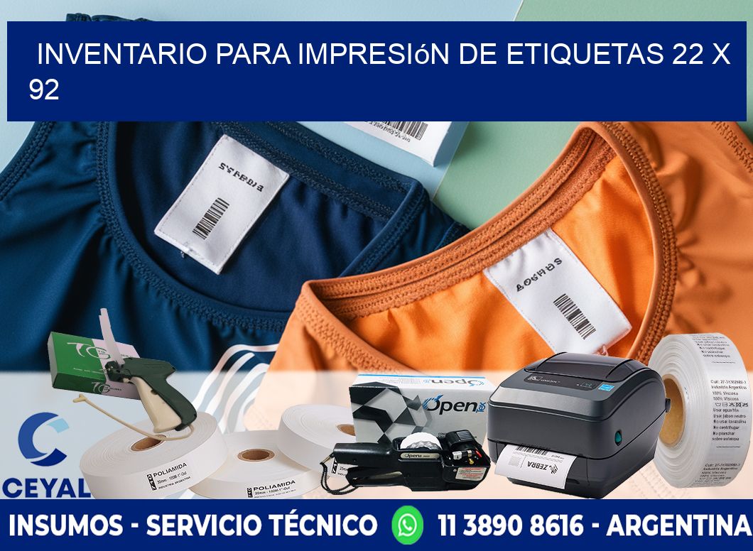 inventario para impresión de etiquetas 22 x 92