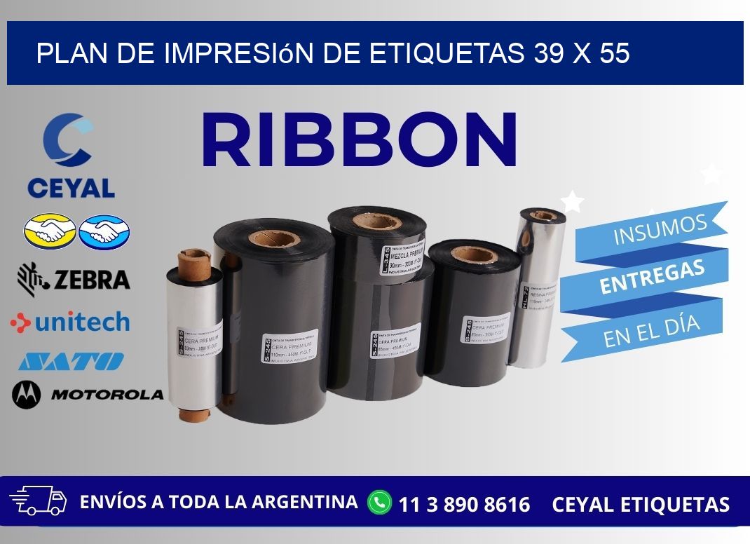 plan de impresión de etiquetas 39 x 55