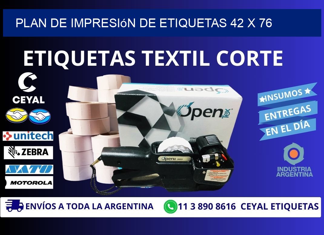 plan de impresión de etiquetas 42 x 76