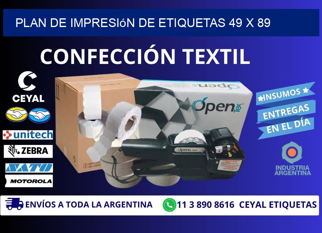 plan de impresión de etiquetas 49 x 89