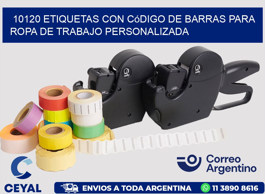 10120 Etiquetas con código de barras para ropa de trabajo personalizada