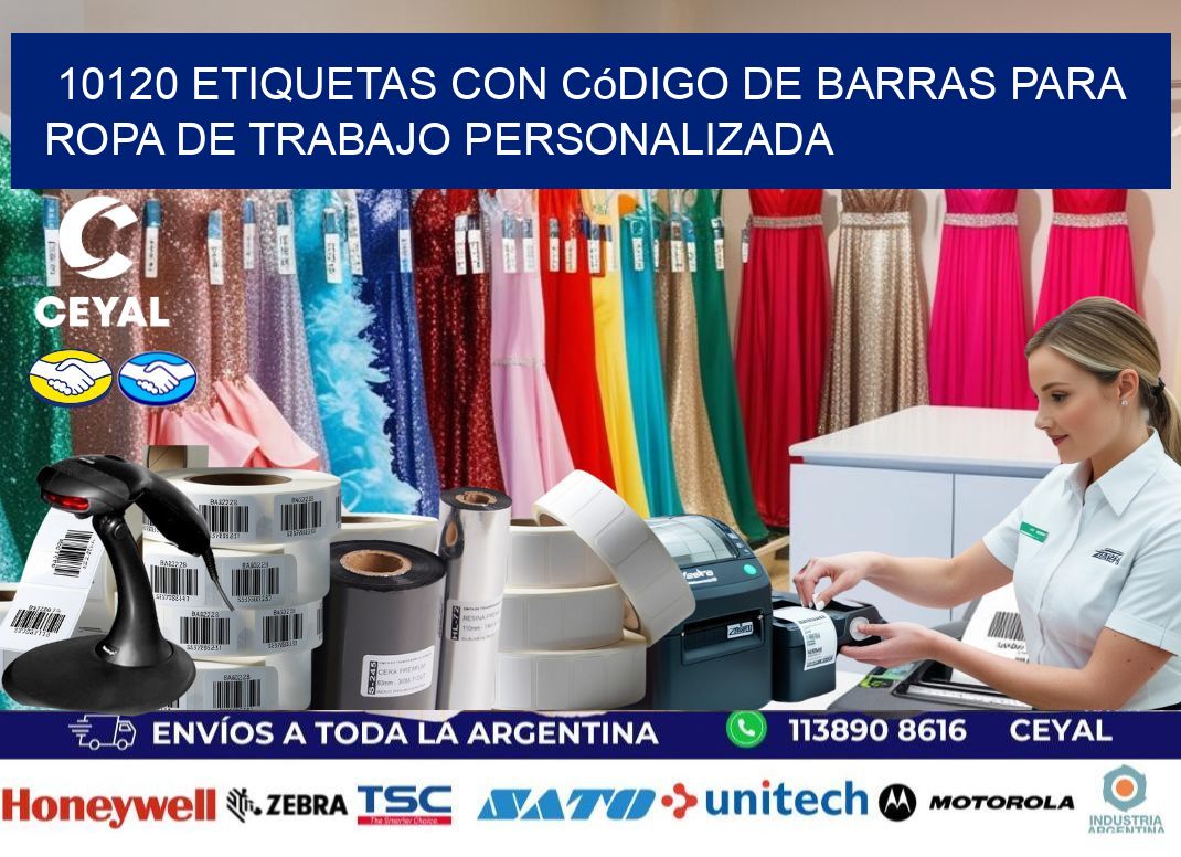 10120 Etiquetas con código de barras para ropa de trabajo personalizada