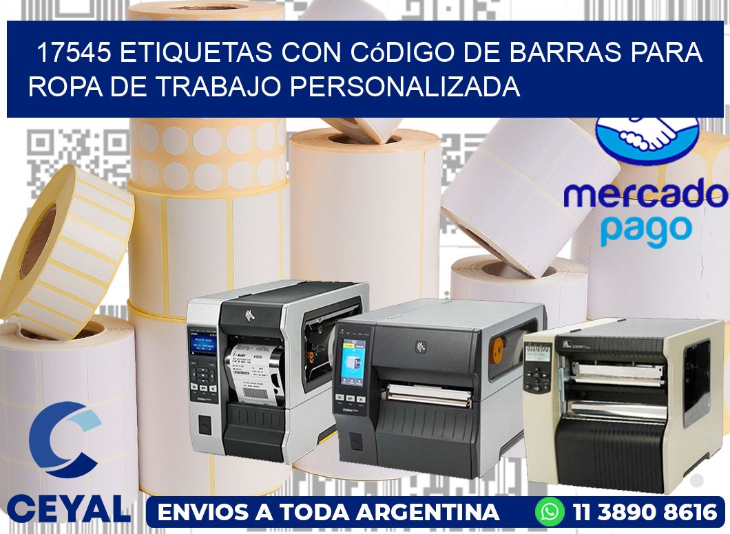 17545 Etiquetas con código de barras para ropa de trabajo personalizada