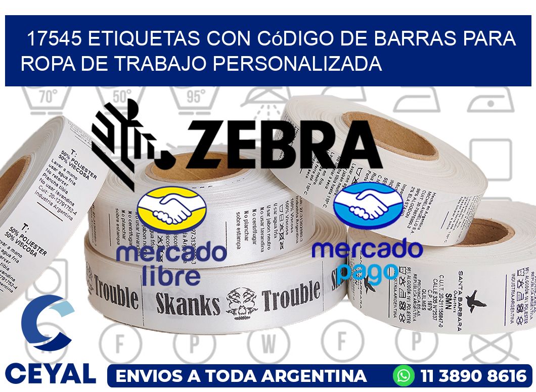 17545 Etiquetas con código de barras para ropa de trabajo personalizada