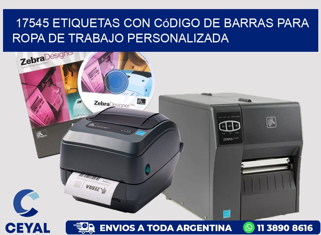 17545 Etiquetas con código de barras para ropa de trabajo personalizada