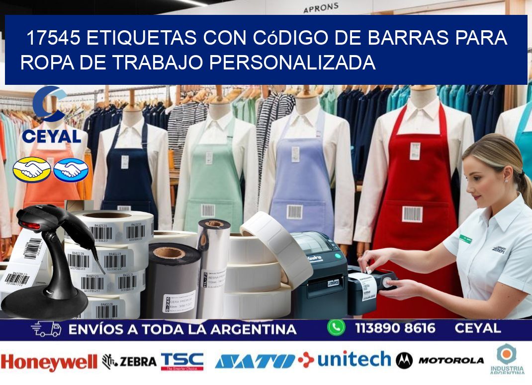 17545 Etiquetas con código de barras para ropa de trabajo personalizada