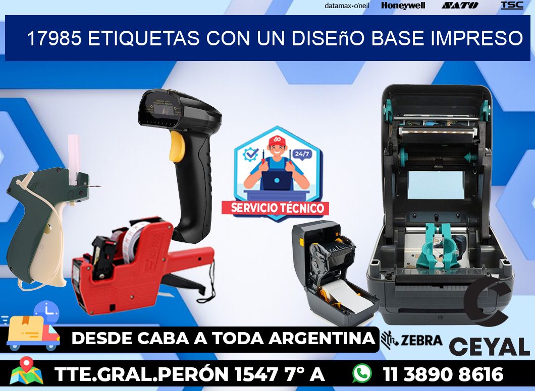 17985 etiquetas con un diseño base impreso