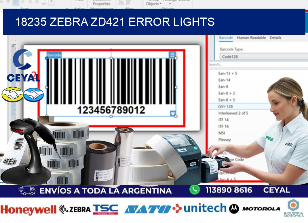 18235 Zebra ZD421 error lights