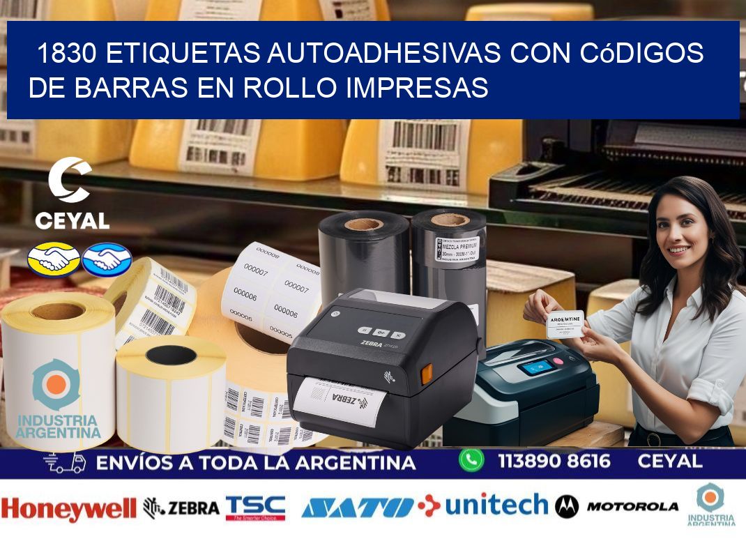 1830 Etiquetas autoadhesivas con códigos de barras en rollo impresas