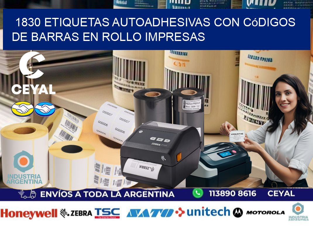 1830 Etiquetas autoadhesivas con códigos de barras en rollo impresas