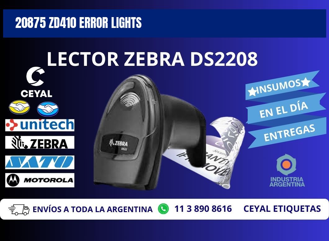 20875 ZD410 error lights