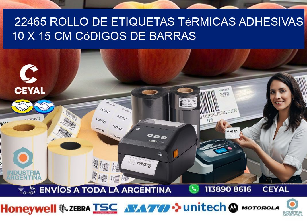 22465 Rollo de Etiquetas Térmicas Adhesivas 10 x 15 cm Códigos de Barras