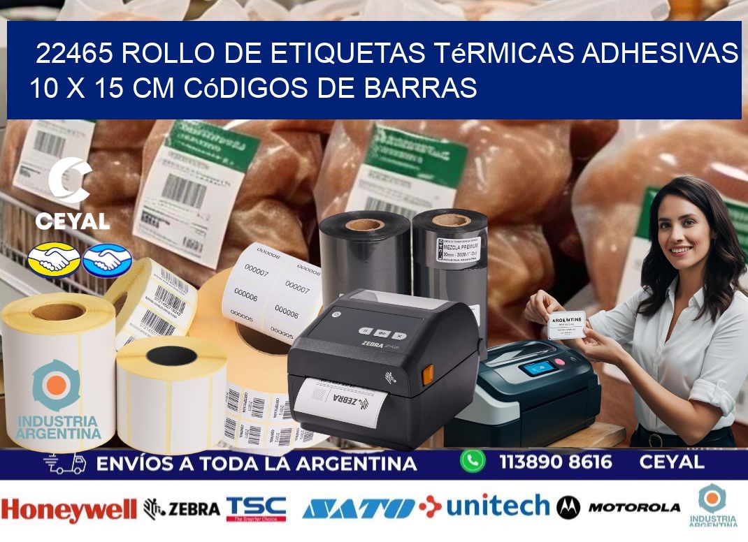 22465 Rollo de Etiquetas Térmicas Adhesivas 10 x 15 cm Códigos de Barras