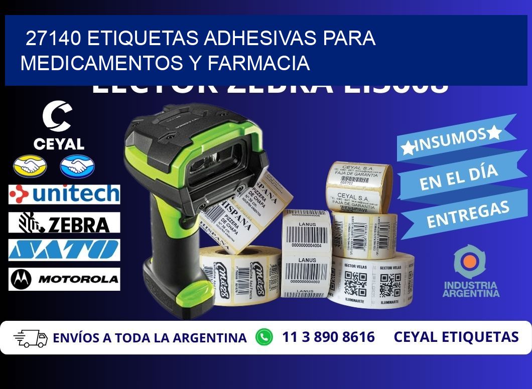27140 Etiquetas adhesivas para medicamentos y farmacia