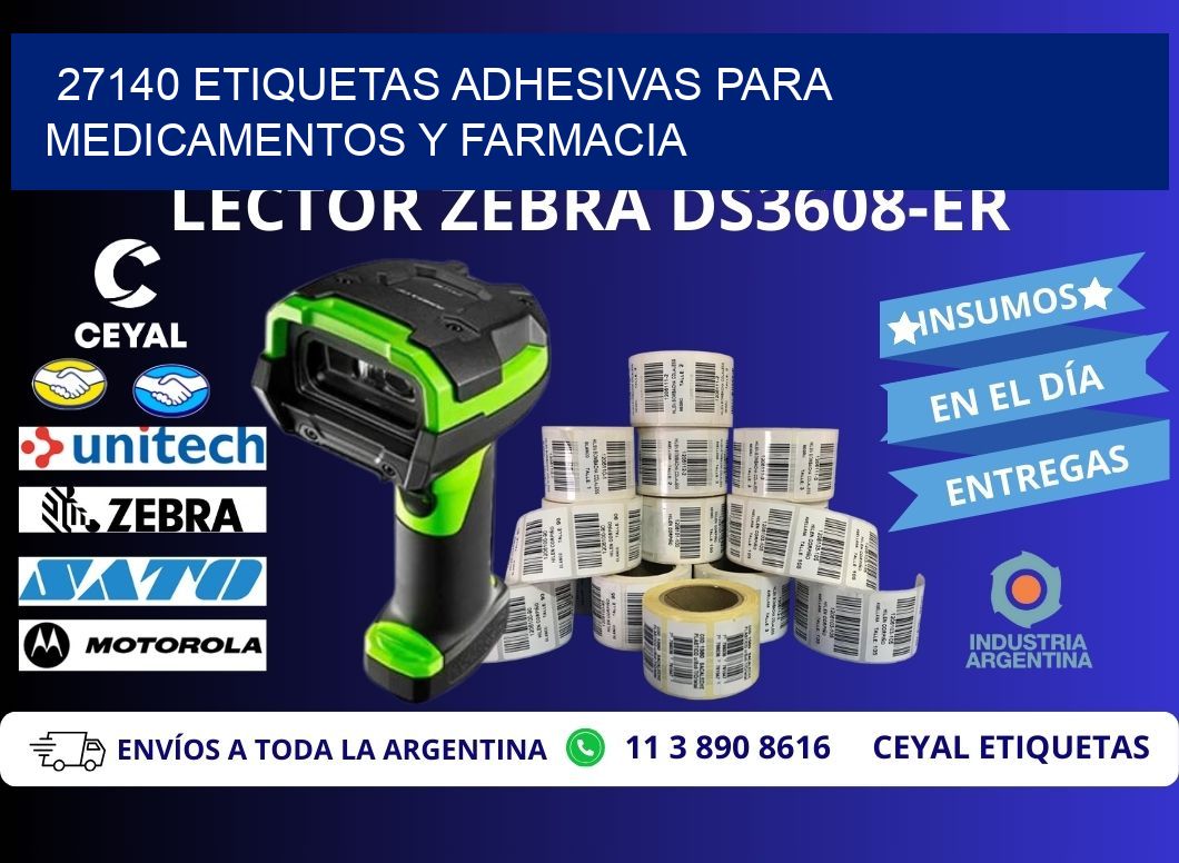 27140 Etiquetas adhesivas para medicamentos y farmacia