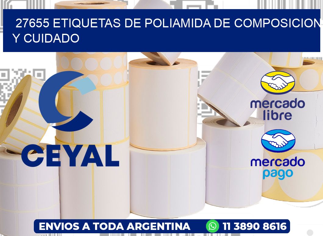 27655 etiquetas de poliamida de composicion y cuidado