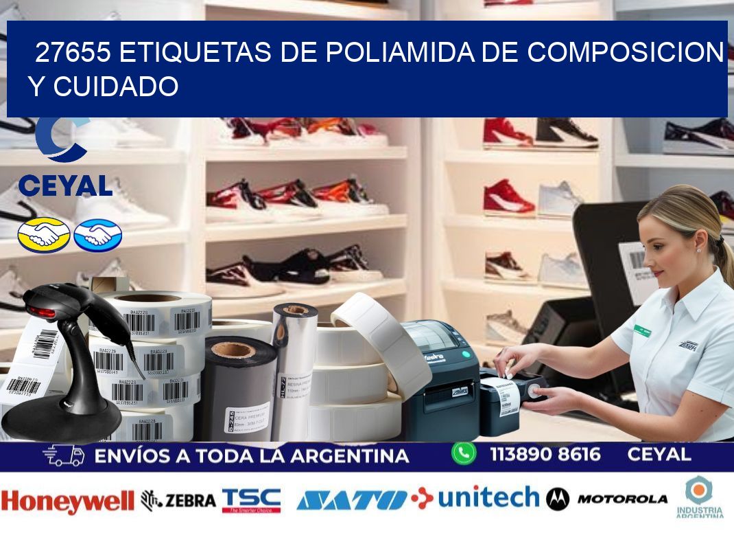 27655 etiquetas de poliamida de composicion y cuidado