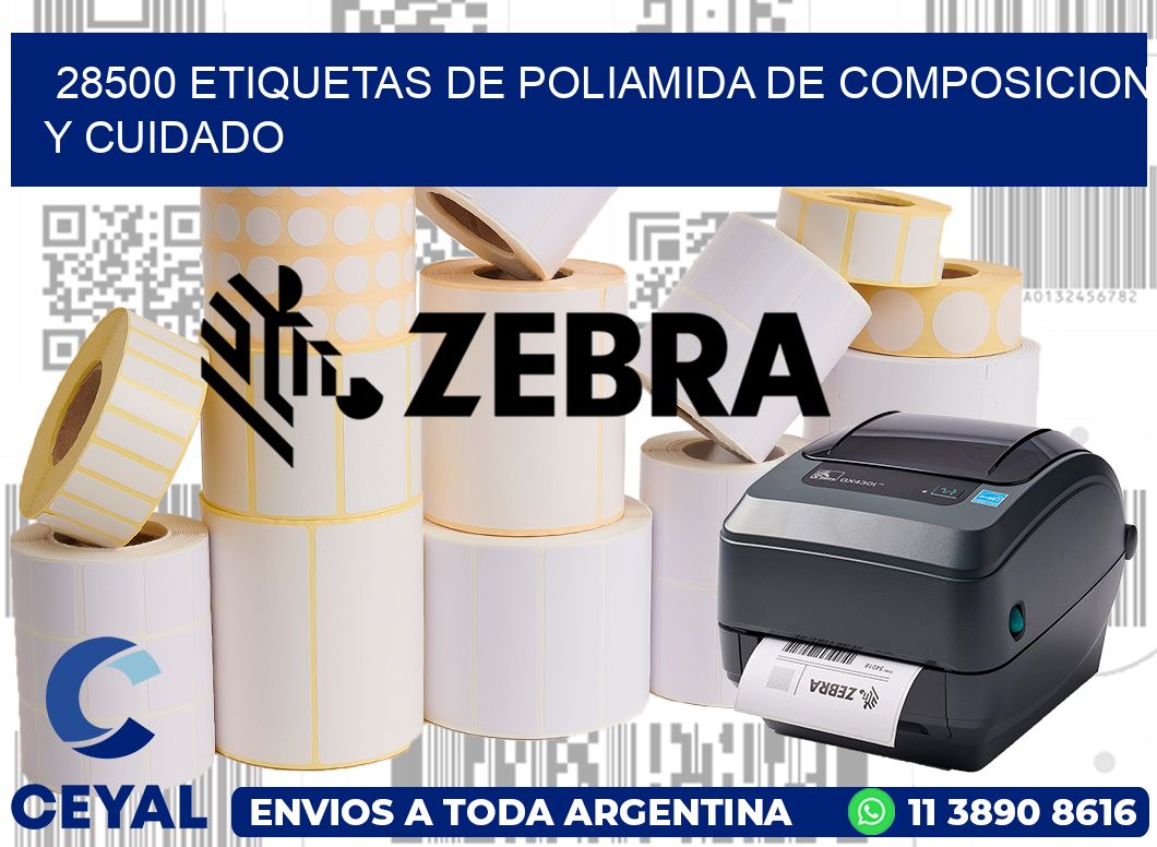 28500 etiquetas de poliamida de composicion y cuidado