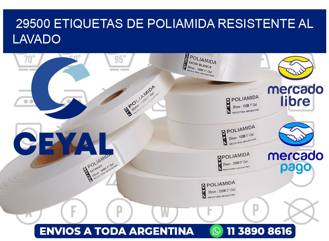 29500 Etiquetas de poliamida resistente al lavado