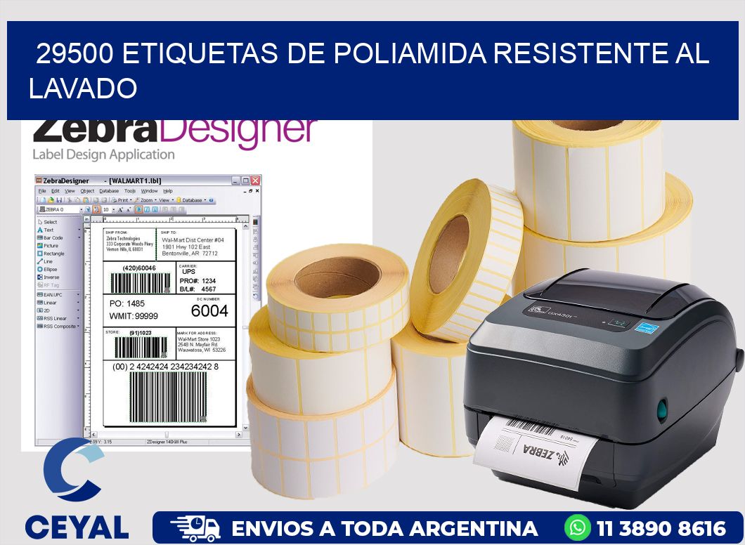 29500 Etiquetas de poliamida resistente al lavado
