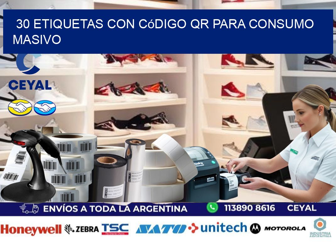 30 Etiquetas con código QR para consumo masivo