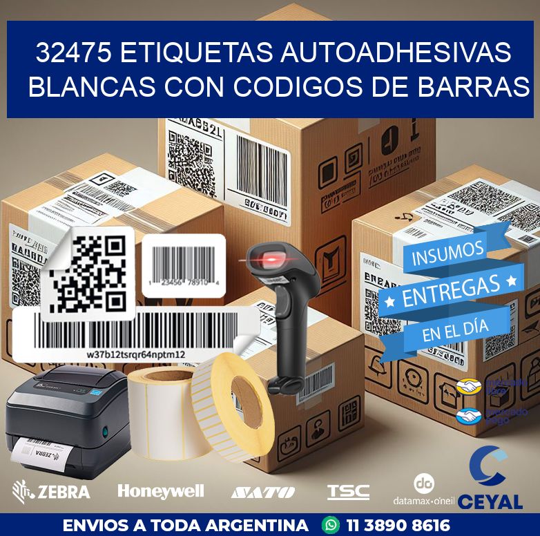 32475 etiquetas autoadhesivas blancas con codigos de barras