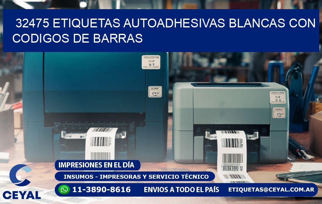 32475 etiquetas autoadhesivas blancas con codigos de barras