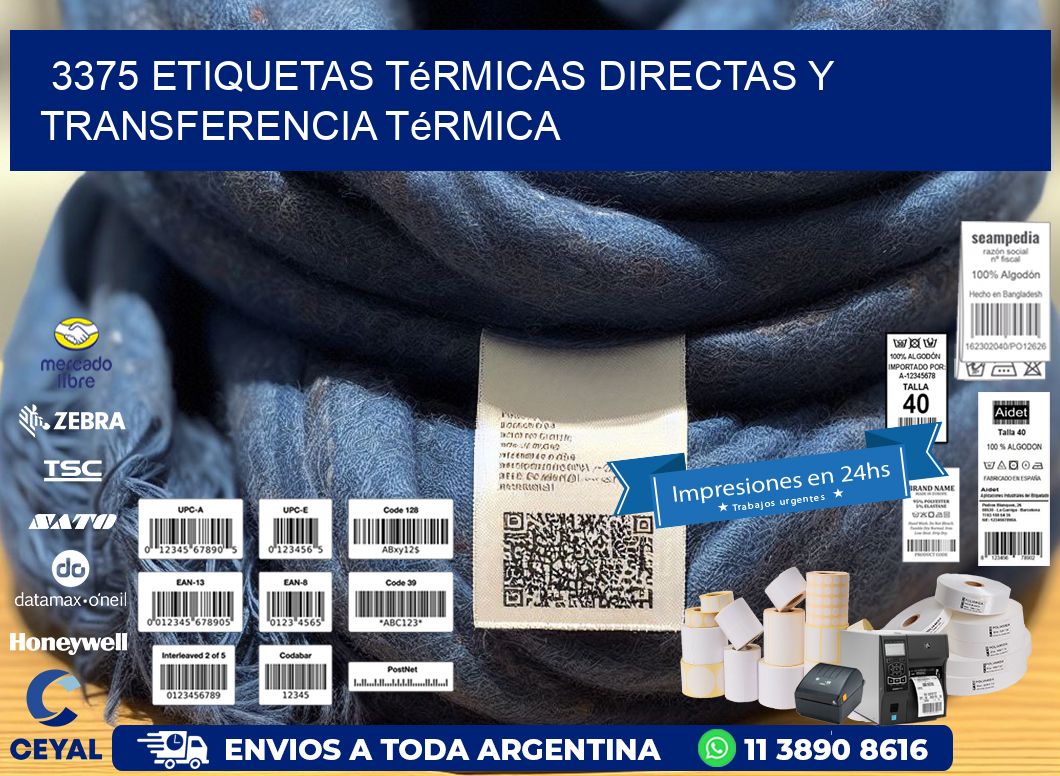3375 etiquetas térmicas directas y transferencia térmica