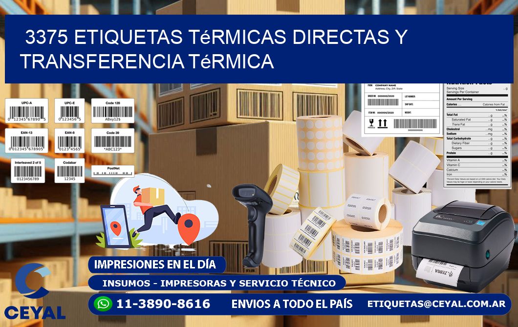 3375 etiquetas térmicas directas y transferencia térmica