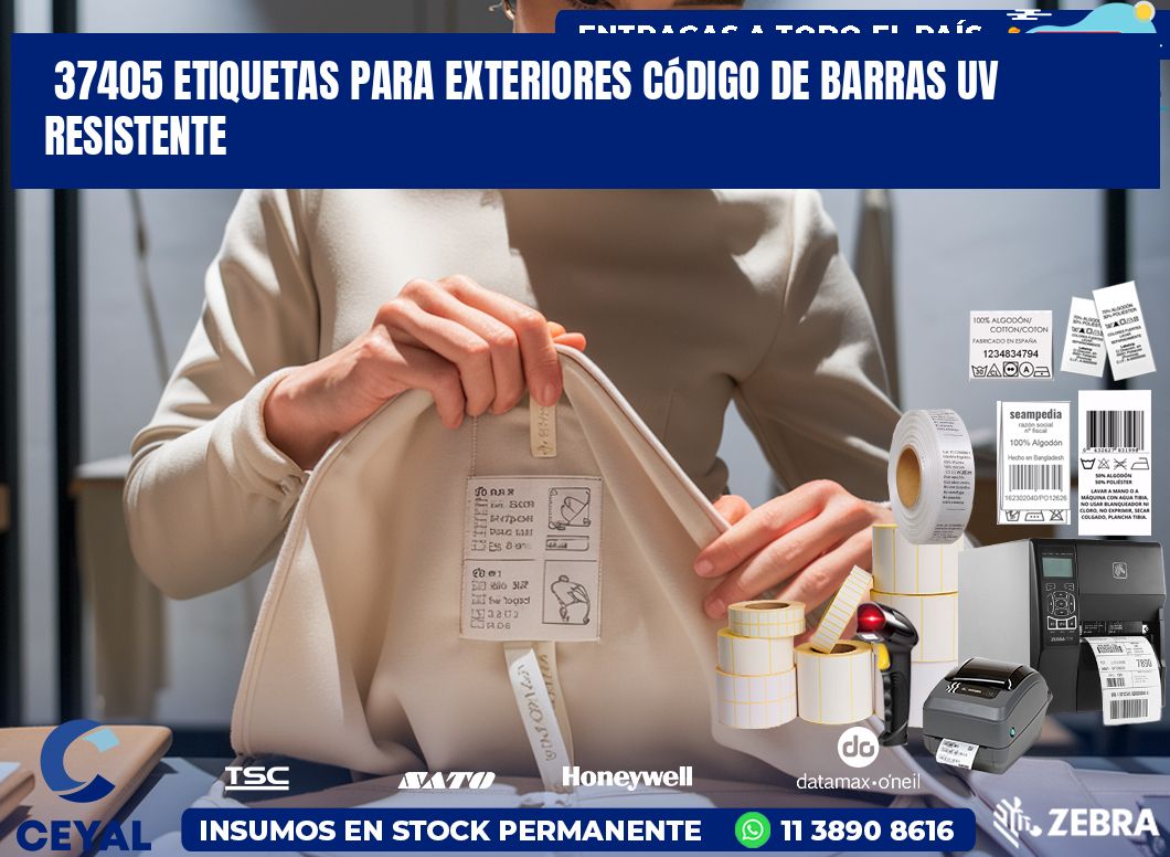 37405 etiquetas para exteriores código de barras UV resistente