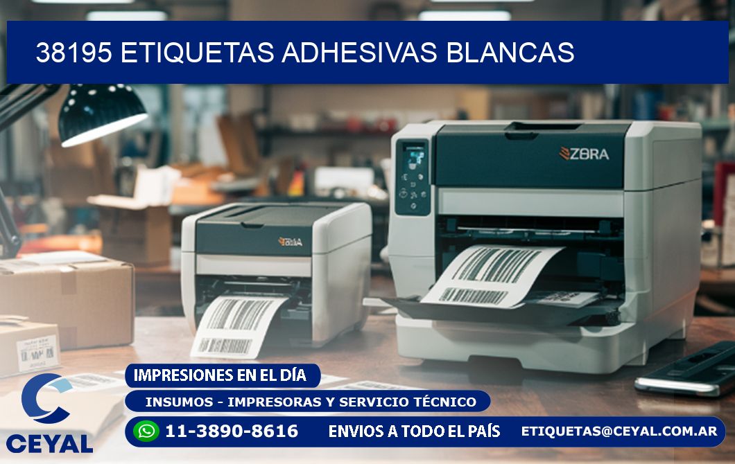38195 etiquetas adhesivas blancas