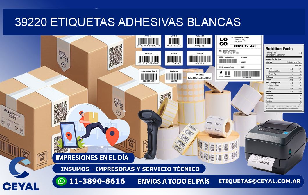 39220 etiquetas adhesivas blancas