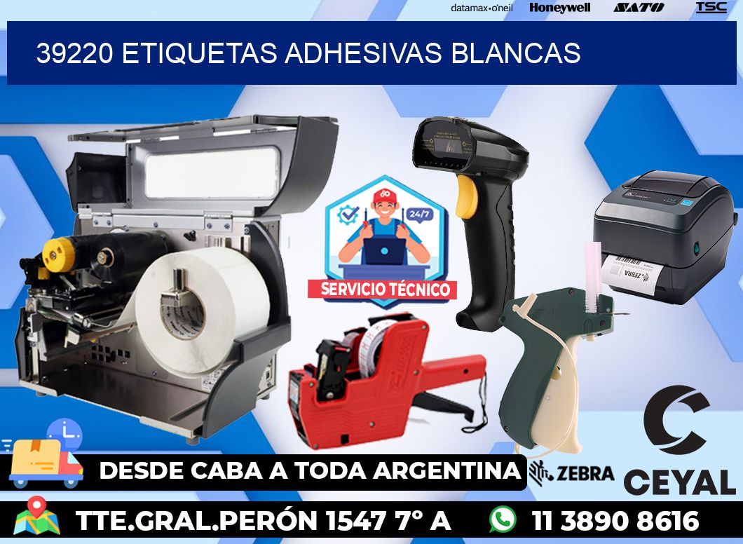 39220 etiquetas adhesivas blancas