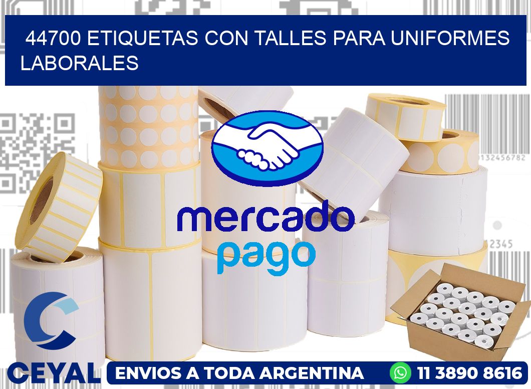 44700 etiquetas con talles para uniformes laborales