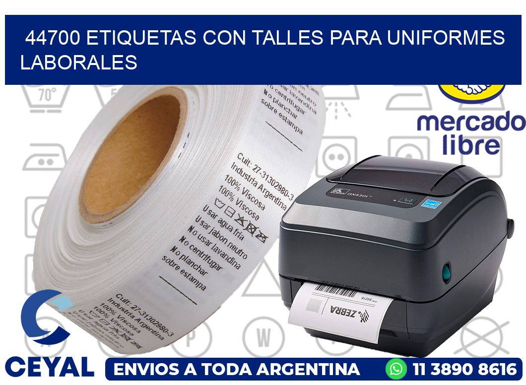 44700 etiquetas con talles para uniformes laborales